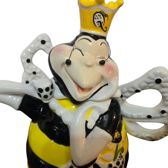 Queen Bee Teapot Heather Goldminc Blue Sky Ceramic READ Hand Painted 2012 - Picture 9 of 16